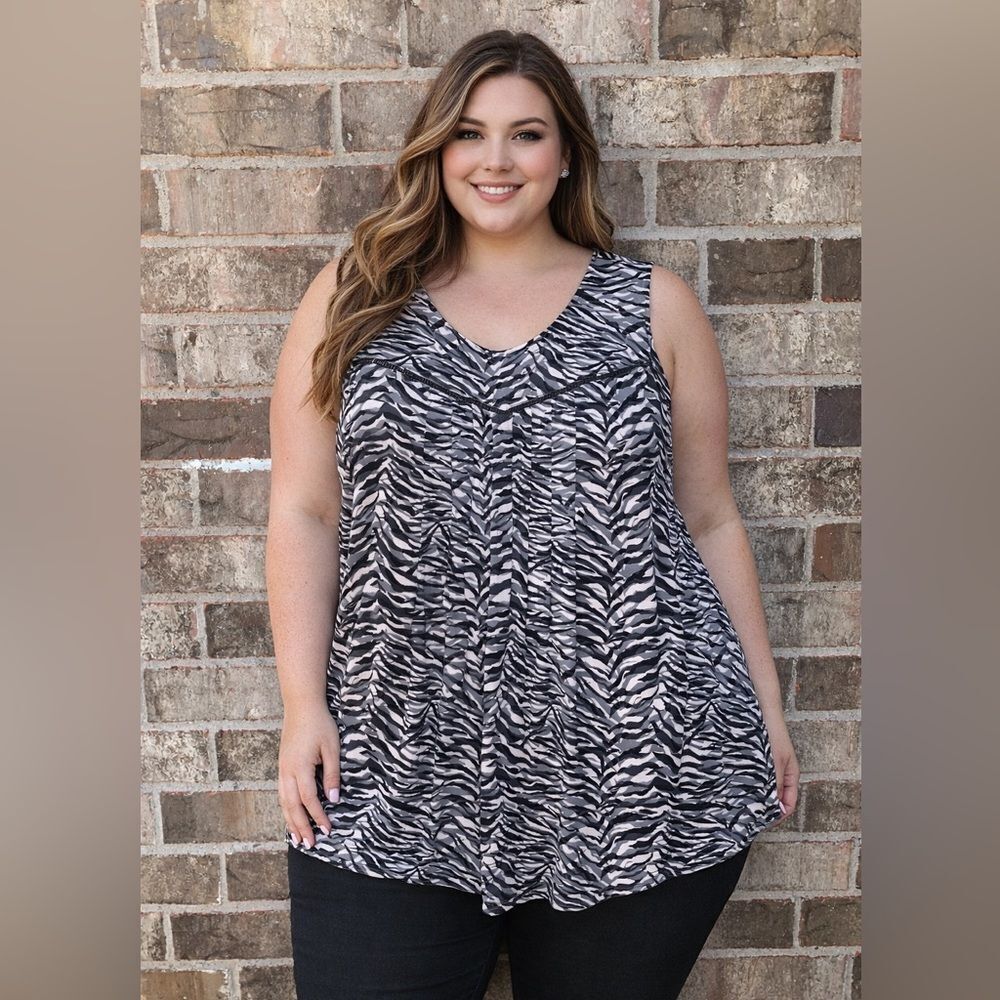🔥 Take 50% OFF- Ava & Grace Zebra Print Sleeveless Blouse, Size-1X